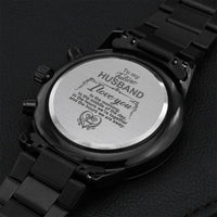 To My Future Husband Love You In The Hours We Are Together Engraved Customized Black Chronograph Watch Engraving Chronograph Watch