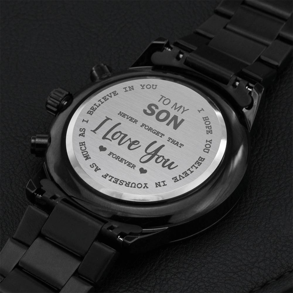 To My Son Luxury Engraved Watch Engraving Chronograph Watch