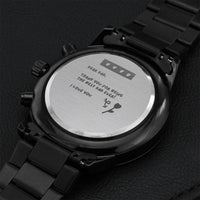 Customize Watch For Dad Dad Gift Gift From Daughter Engraved Steel Watch Black Watch For Men Gift For Dad Father Gift Engraving Chronograph Watch