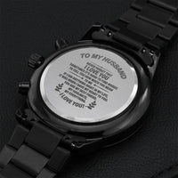 Customize Watch For Him Father's Day Gifts Black Chronograph Engraving Chronograph Watch
