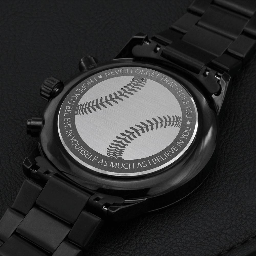 Never Forget Stainless Steel Watch Engraving Chronograph Watch