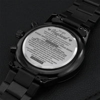 To My Husband Customized Black Chronograph Watch For Father's Day From Wife Engraving Chronograph Watch