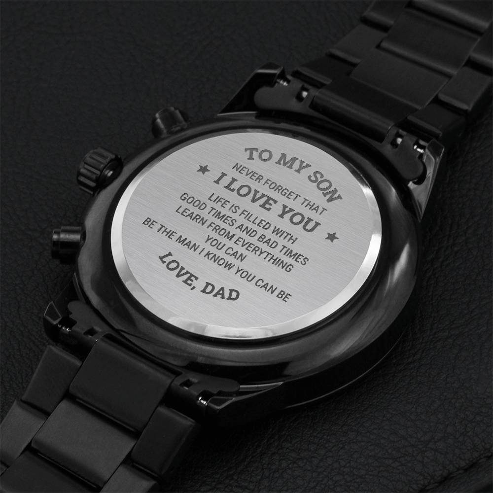 To My Son From Dad Never Forget That I Love You Watch Engraving Chronograph Watch