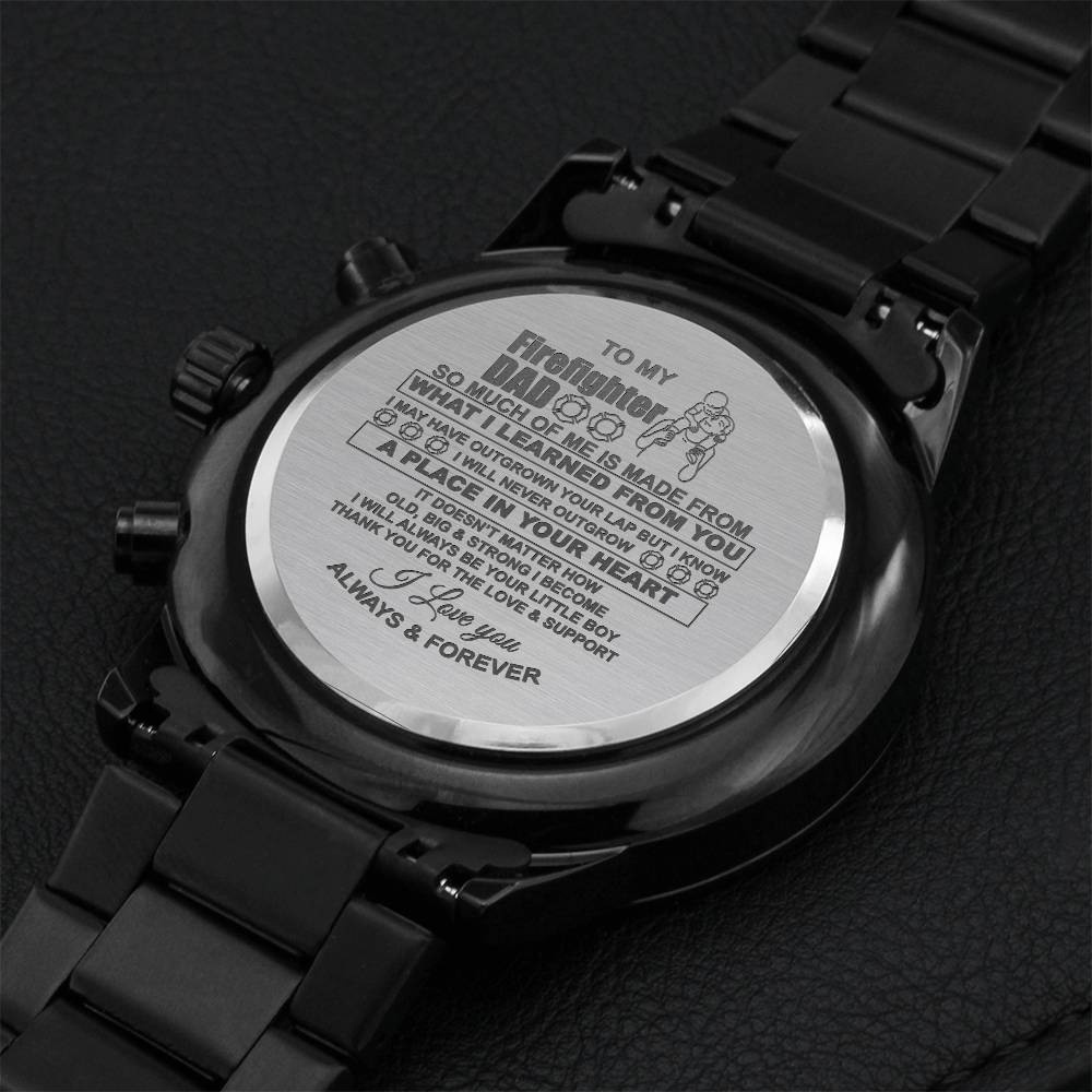 To My Firefighter Dad Engraving Chronograph Watch