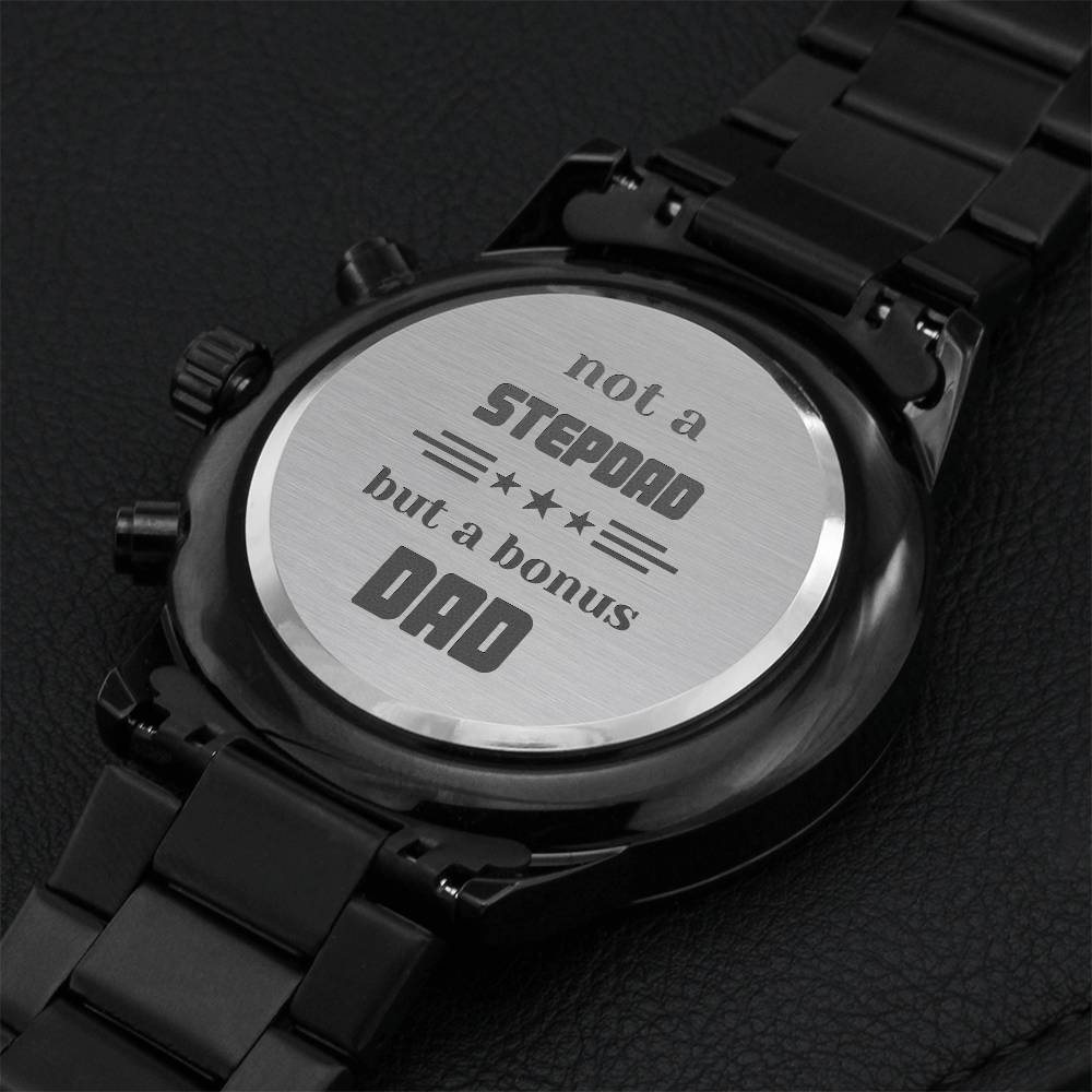 Engraved Black Chronograph Watch Bonus Dad Engraving Chronograph Watch