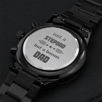 Engraved Black Chronograph Watch Bonus Dad Engraving Chronograph Watch