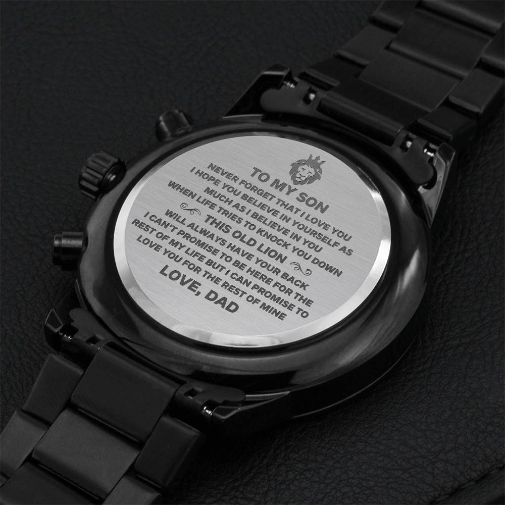 To My Son Engraved Watch - This Old Lion Engraving Chronograph Watch