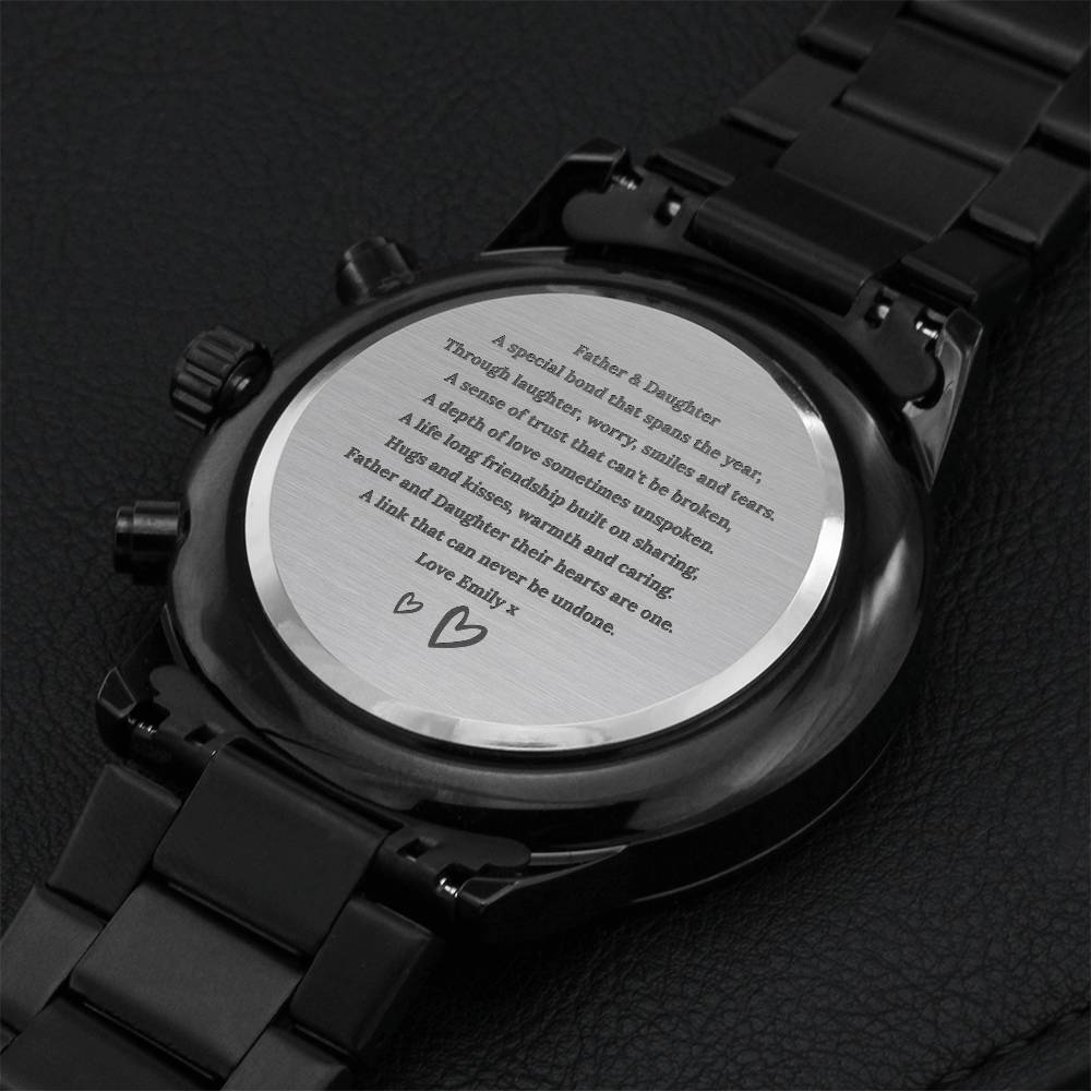 Father & Daughter Personalised Hanging Decor - Father's Day Gift For Dad - Gifts For Him Personalised Father's Day Gift - For My Dad Mypapa Engraving Chronograph Watch