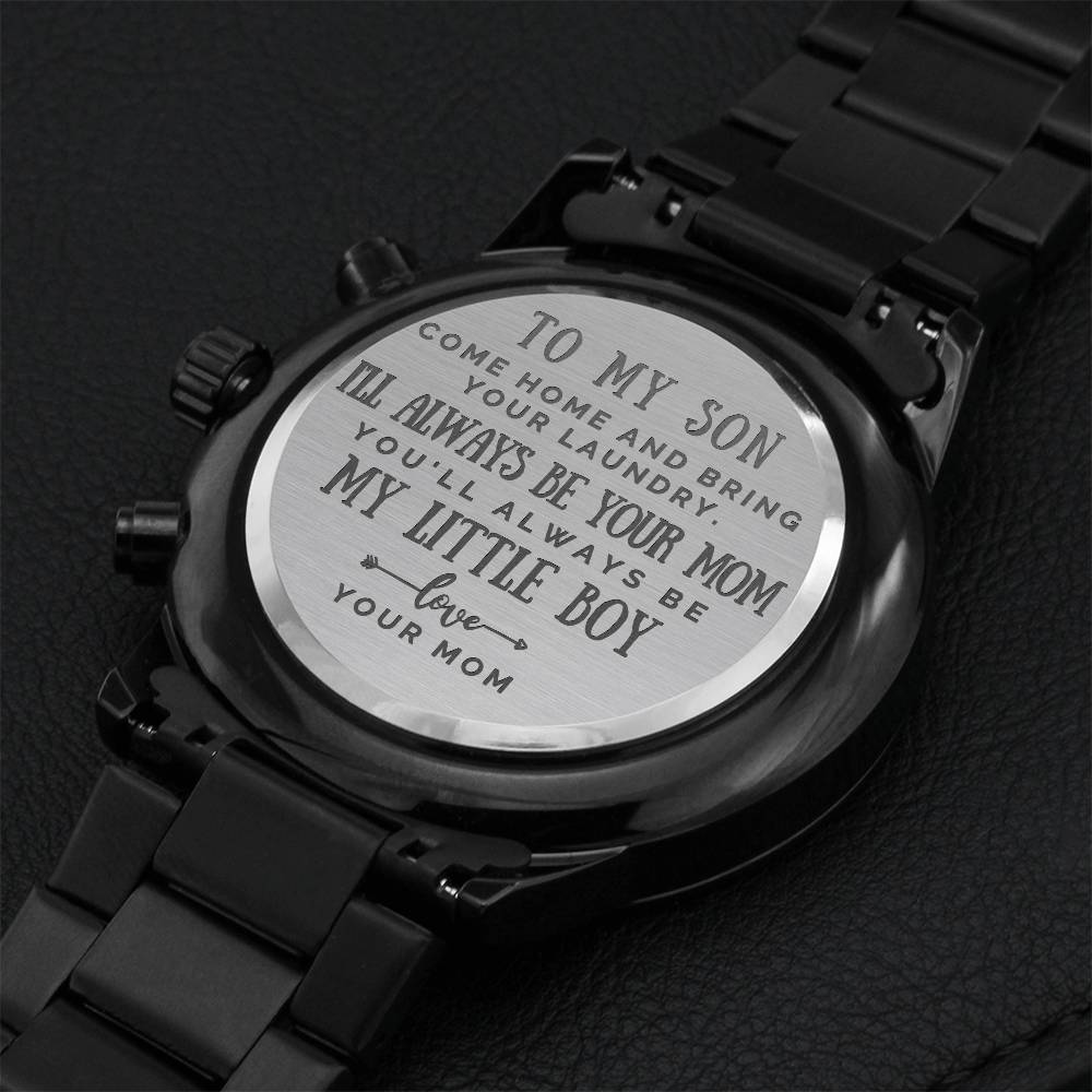 Gift For Son From Mom - You'll Always Be My Little Boy Engraving Chronograph Watch