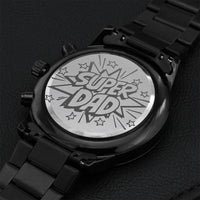 Super Dad Engraved Design Black Chronograph Watch Engraving Chronograph Watch