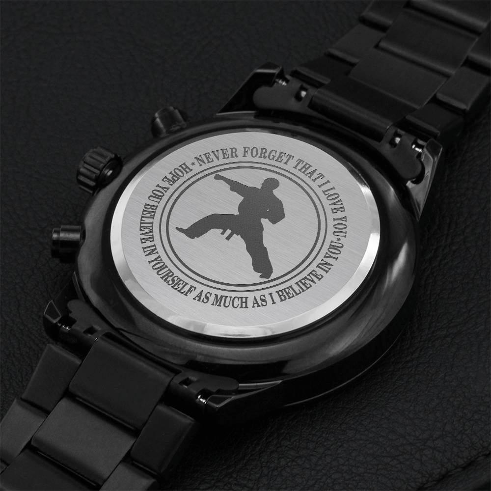 To My Karate Son Engraving Chronograph Watch