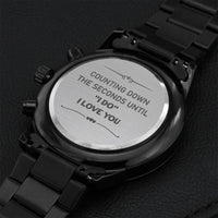 Counting Down The Seconds - Black Chronograph Watch Engraving Chronograph Watch