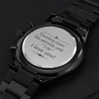 Customize Watches For Him Black Chronograph Engraving Chronograph Watch