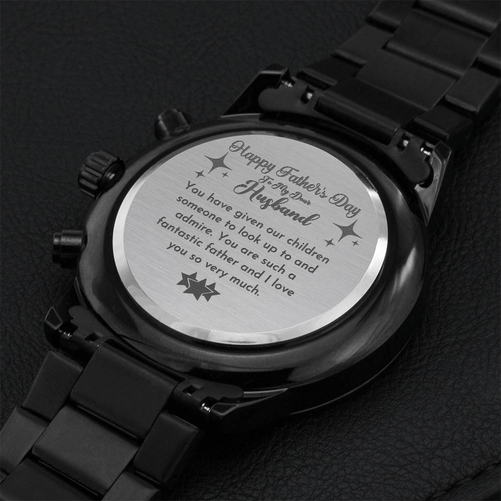Happy Fathers Day To Dear Husband - Customize Message From Wife Engraving Chronograph Watch