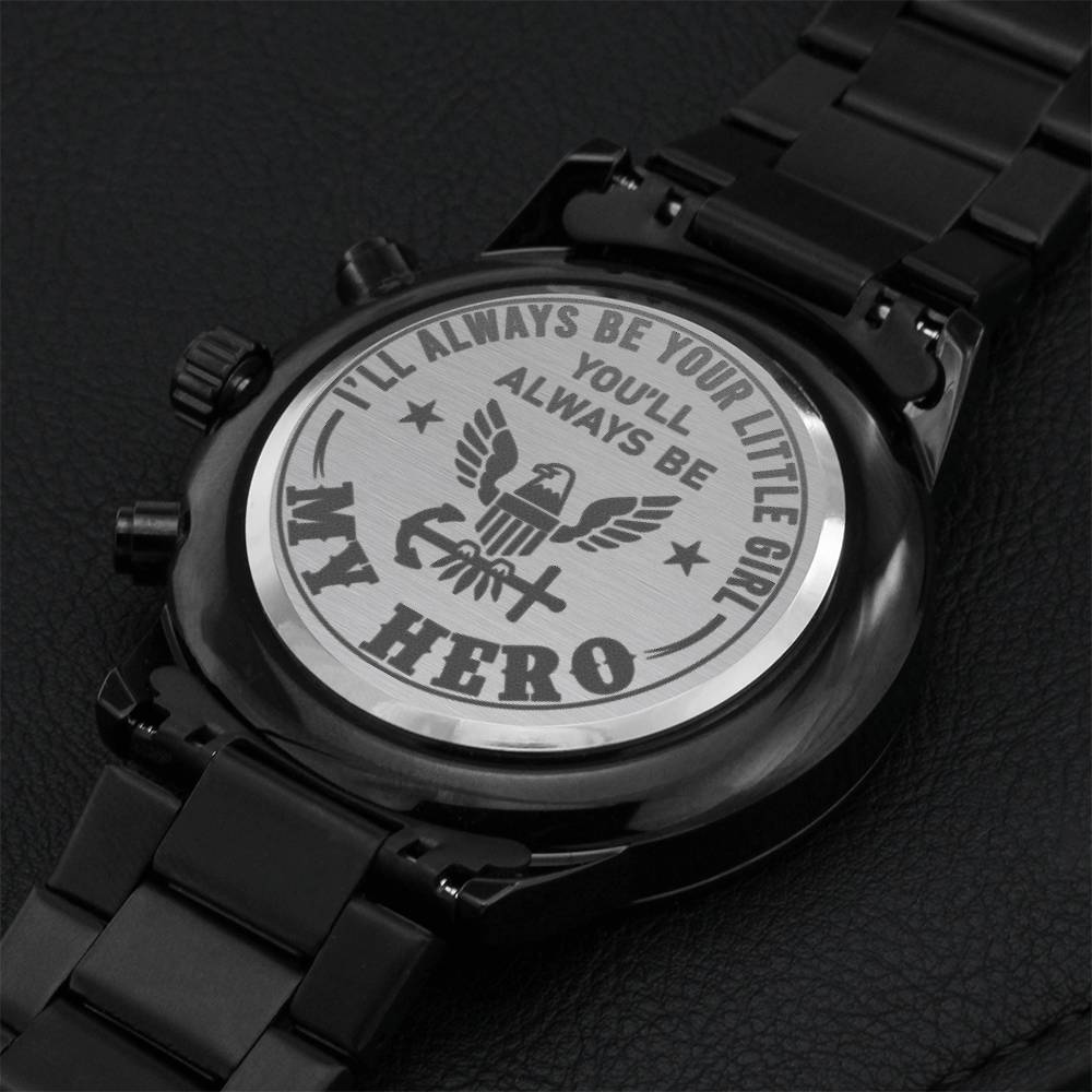 To My Navy Dad - Personalised Watch Engraving Chronograph Watch