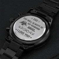 Engraved Black Chronograph Watch You Will Always Be My Guardian Angel 2 Engraving Chronograph Watch