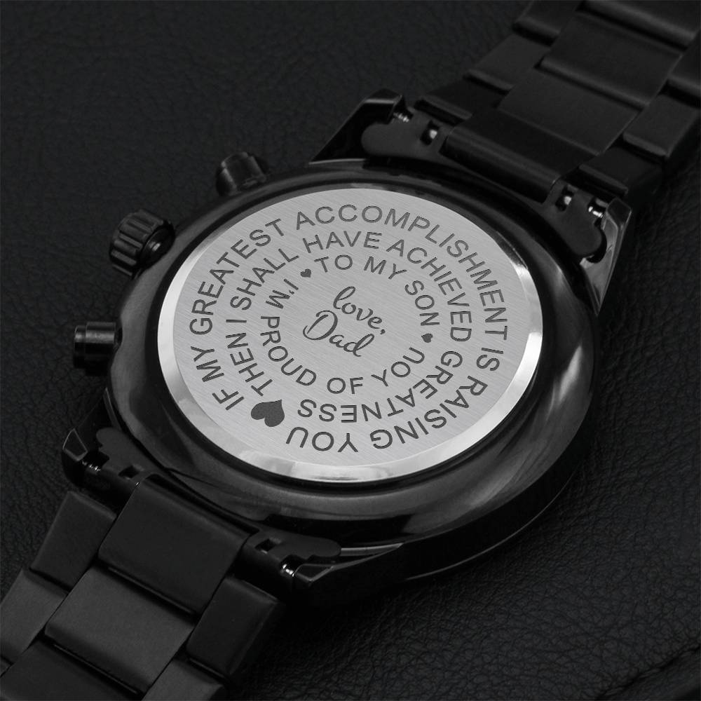 To My Son I'm Proud Of You Love Dad Gift Watch Present From Father For Graduation Birthday Congratulations Engraving Chronograph Watch