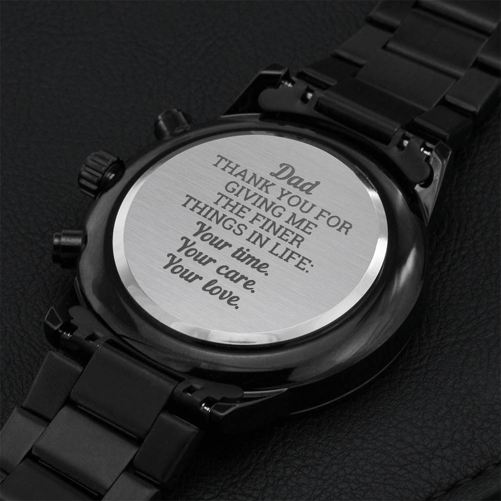 Dad Thanks For The Finer Things In Life Watch Engraving Chronograph Watch