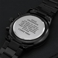 Grandson Graduation Custom Gift Fathers Day Gift For Grandson From Grandmother Black Chronograph Engraved Watch For Men New Job Gift 1 Engraving Chronograph Watch