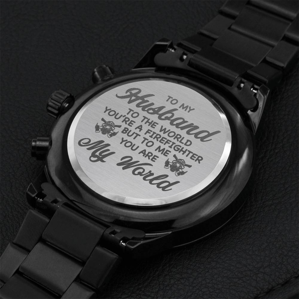 To My Husband - Firefighter Engraving Chronograph Watch