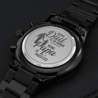 Being Papa Is Priceless - Engraved Design Black Chronograph Watch Engraving Chronograph Watch