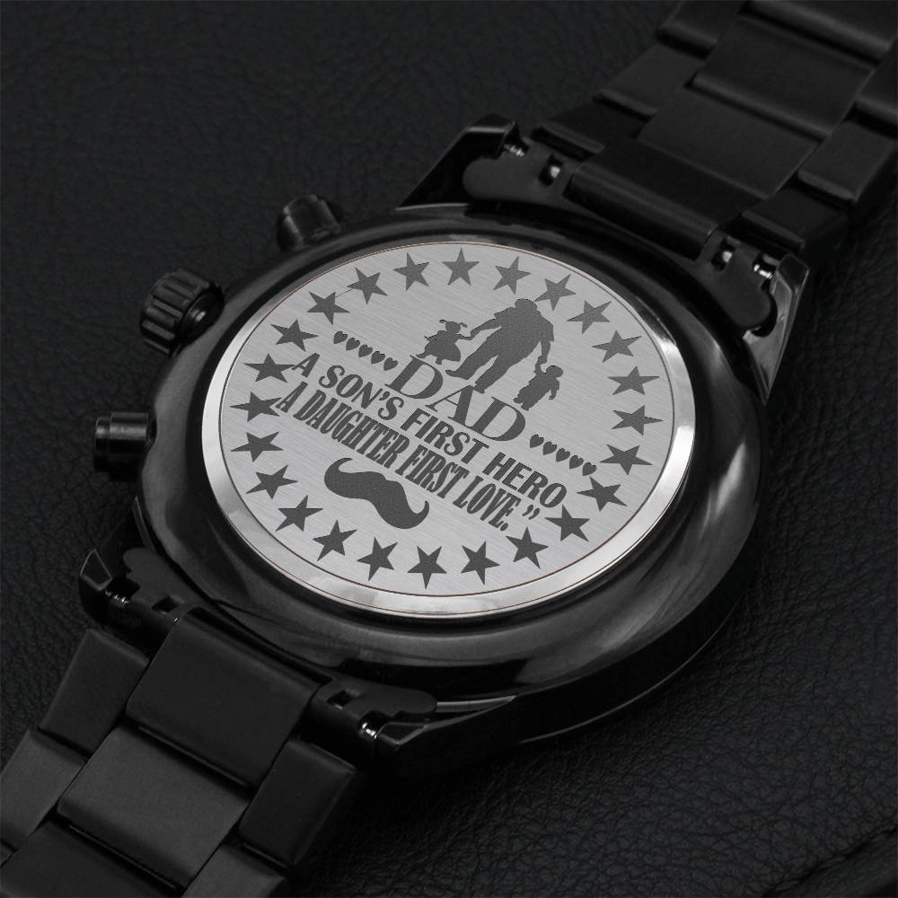 Engraved Design Happy Fathers Day Engraving Chronograph Watch