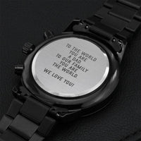 Gift For Dad Fathers Day Gift From Daughter Dad Birthday Gift Black Chronograph Engraved Watch For Men Christmas Gift For Dad From Son Engraving Chronograph Watch