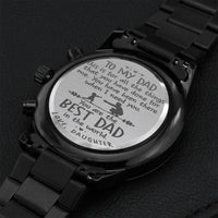 Gift Colliction For Dad To My Dad From Daughter Engraved Design Black Chronograph Watch Engraving Chronograph Watch