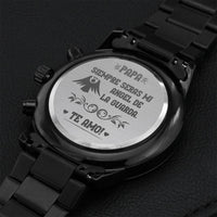 Spanish Engraved Black Chronograph Watch Siempre Seras Mi Angel De La Guarda Engraving Chronograph Watch