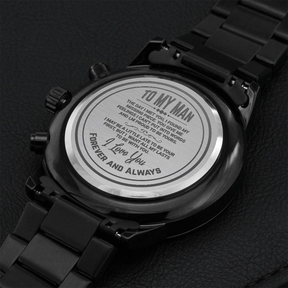 To My Man Engraved Watch Comes In Gift Box Engraving Chronograph Watch