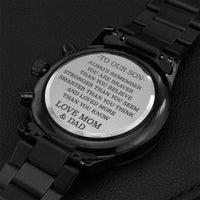 To Our Son From Mom And Dad Watch Engraved Gift Engraving Chronograph Watch