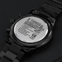 Engraved Design Black Chronograph Watch For Firefighter Dad Engraving Chronograph Watch