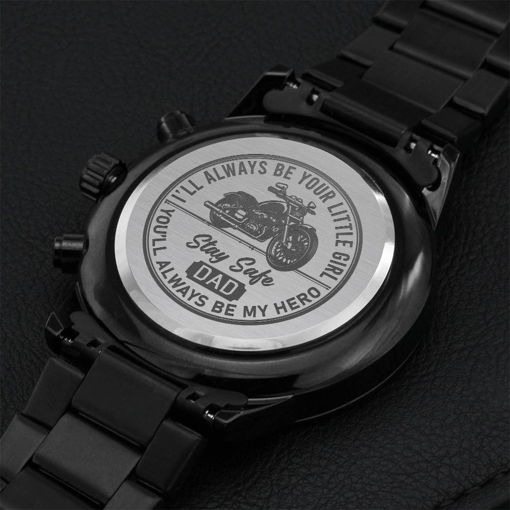 Stay Safe Dad Engraving Chronograph Watch