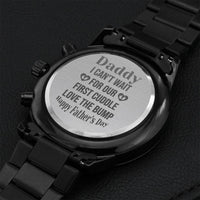 Engraved Black Chronograph Watch Dad - First Cuddle Engraving Chronograph Watch