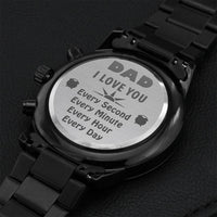 Dad I Love You Black Analog Chronograph Watch Gift Engraving Chronograph Watch