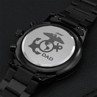 Usmc Father's Day Black Chronograph Watch Engraving Chronograph Watch