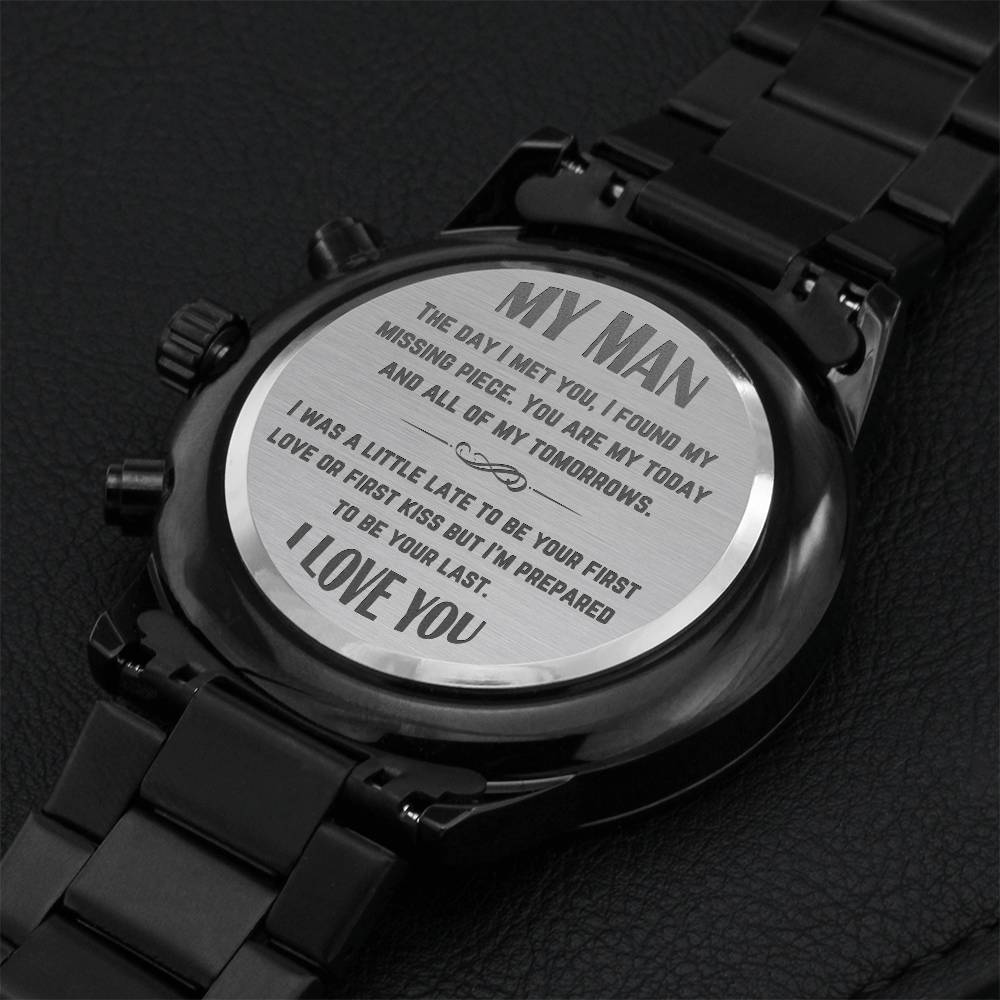 My Man Watch Engraving Chronograph Watch
