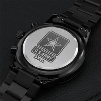 U.s. Army Dad Engraved Design Black Chronograph Watch Engraving Chronograph Watch