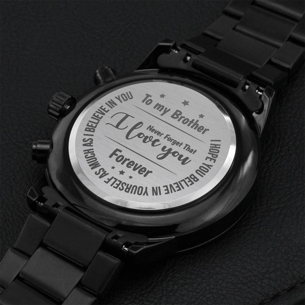 Brother Birthday Gifts From Sister Or Brother To My Brother Black Chronograph Watch Brother Gifts Ideas Engraving Chronograph Watch
