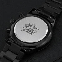 True Love Black Chronograph Watch Engraving Chronograph Watch