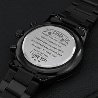 Black Chronograph Watch With Engrave Message For Your Dad... Engraving Chronograph Watch