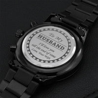 I'll Love You Till The End Of Time - Engraved Black Chronograph Watch Engraving Chronograph Watch