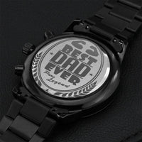 Best Dad Ever Pure Legend Customized Black Chronograph Watch For Special Men Engraving Chronograph Watch