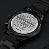 Engraved Black Chronograph Watch Watch Gifts For Husband Anniversary Birthday Christmas Gift Wedding Gifts Engraving Chronograph Watch