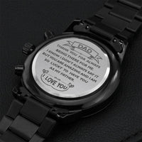 Black Chronograph Watch With Engrave Message For Your Dad... 2 Engraving Chronograph Watch