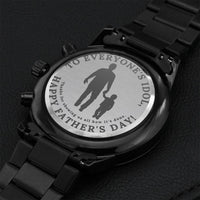 Father's Day Gift To Everyone's Idol Happy Father's Day Black Watch Engraving Chronograph Watch