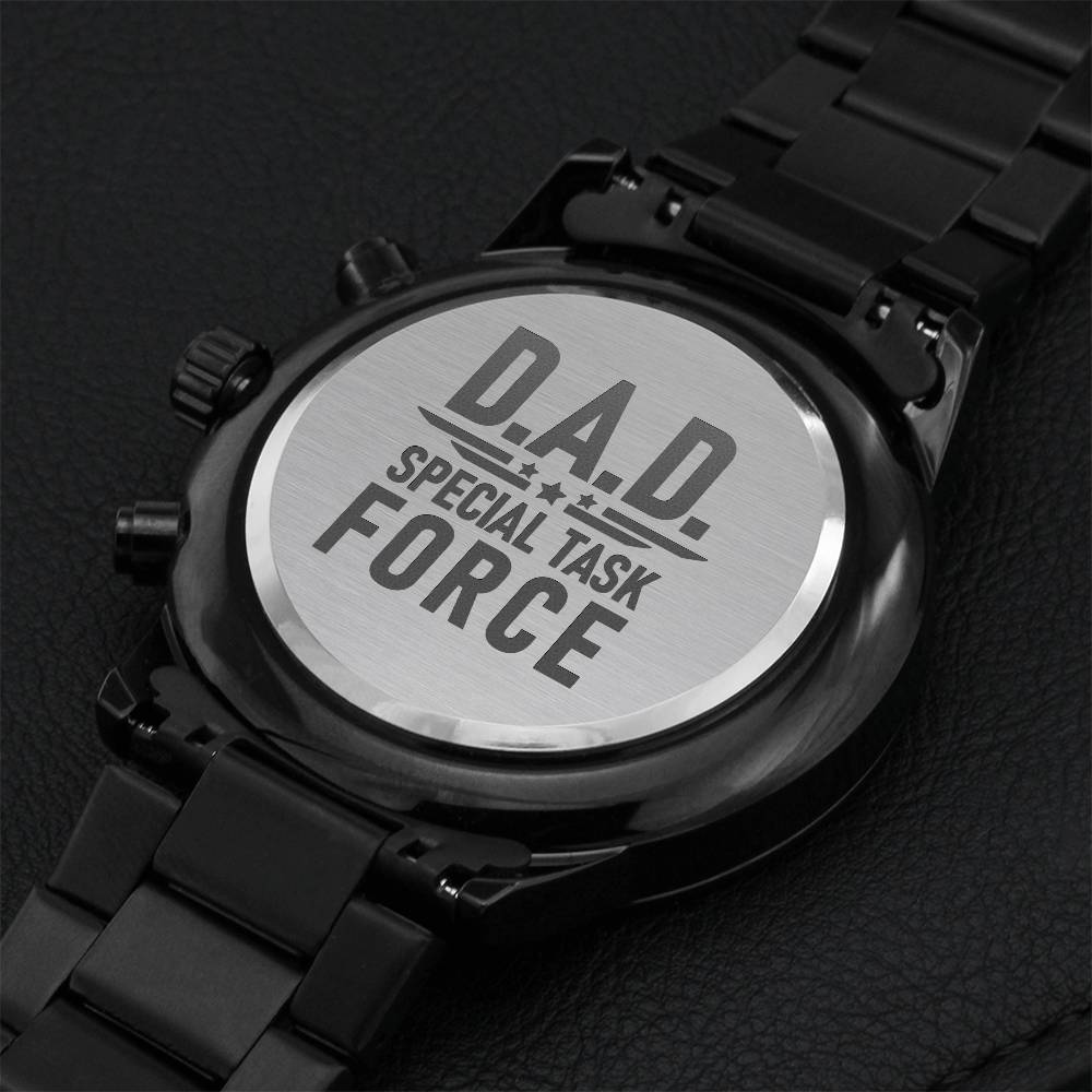 D.a.d. Special Task Force - Funny Military Style Black Watch - 2021 Father's Day Gift - Watch For Dad Engraving Chronograph Watch