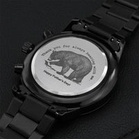 Gift For Dad Thank You For Always Bearing With Me Black Watch Engraving Chronograph Watch