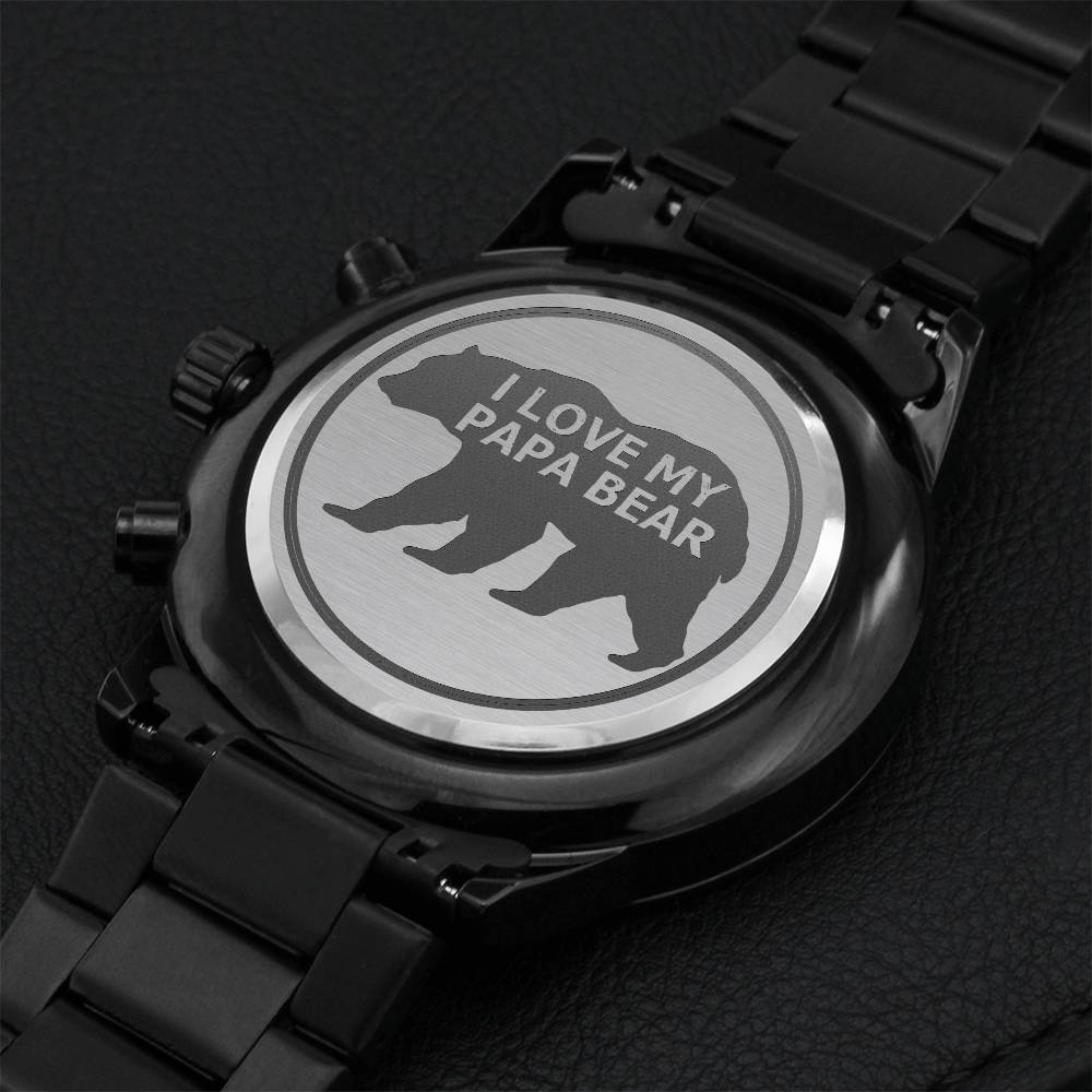 Love My Papa Bear Engraved Watch Engraving Chronograph Watch