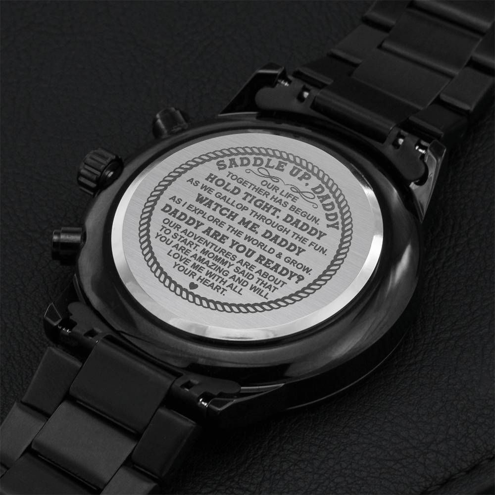 Saddle Up Daddy Watch Engraving Chronograph Watch
